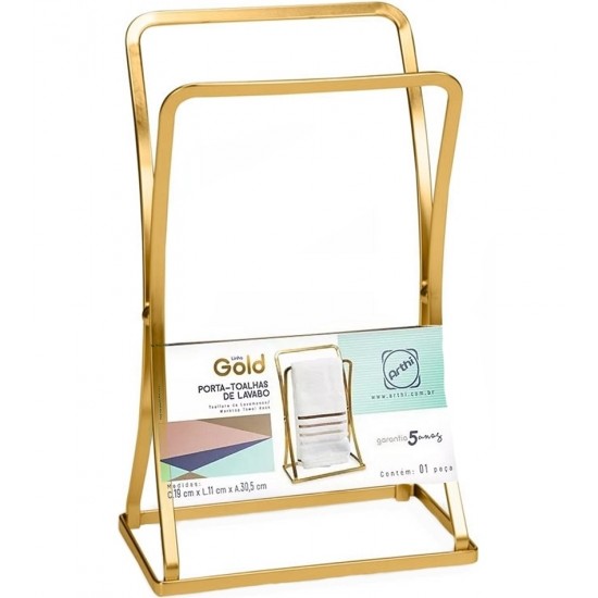 Porta Toalha Para Lavabo 31,5 Cm Altura Linha Dourado Fosco